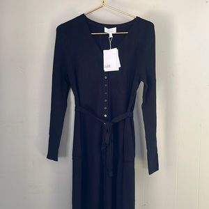 & other stories | black ribbed button down dress